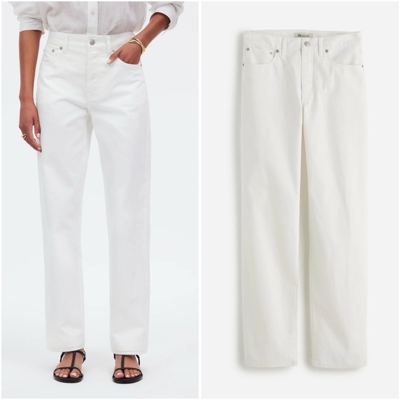 Madewell Low-Slung Straight Jeans Tile White Size 32 NWT Nautical Preppy Classic - Picture 3 of 13